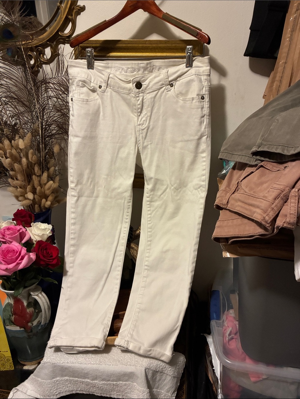 Buffalo David Bitton White Cropped Straight-Leg Jeans